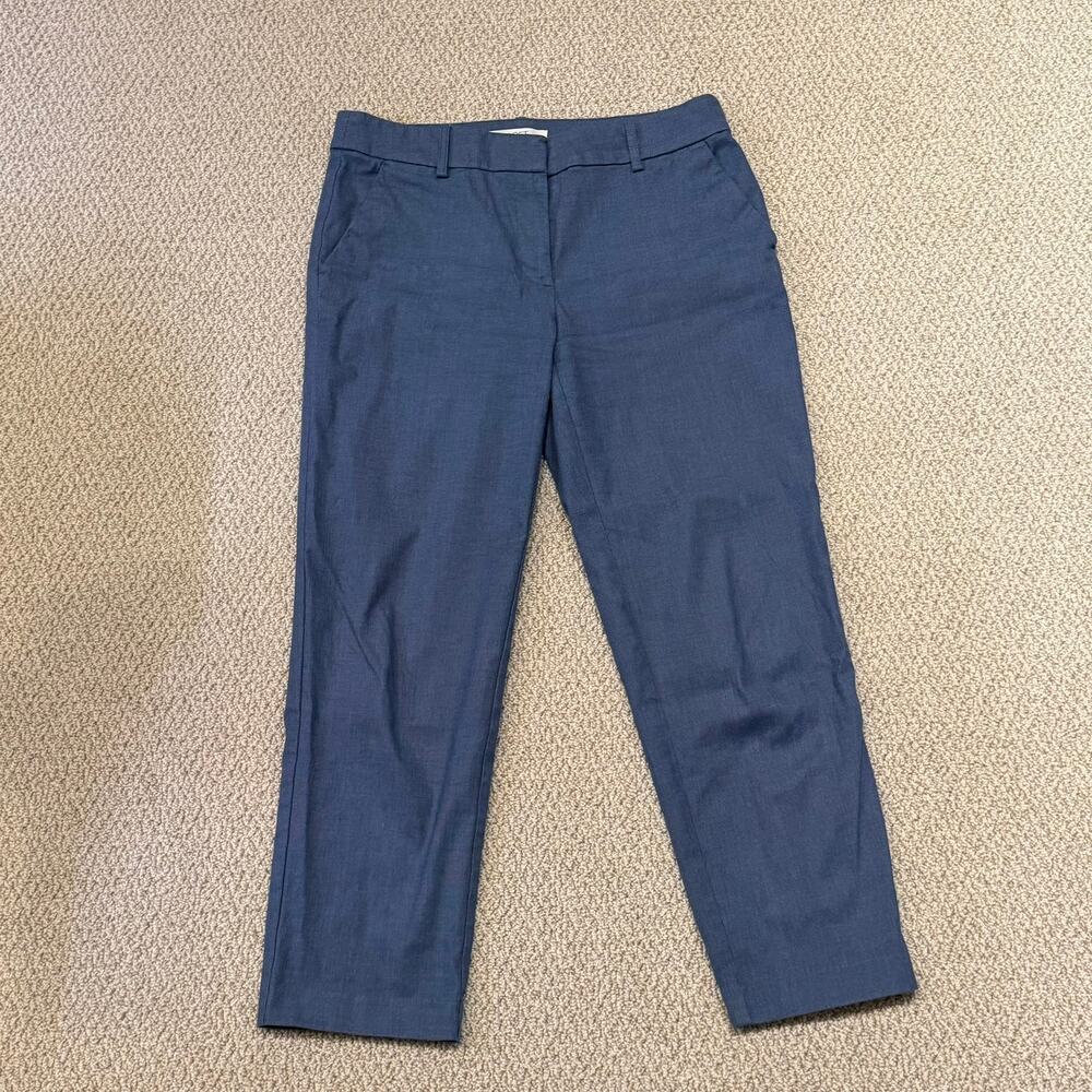 LOFT Riviera Slim Pants Women's Size 6 Blue Stretch Cotton Straight Leg
